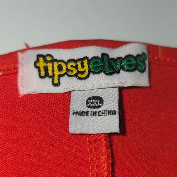 Tipsy Elves Womens XXL Mini Dress Christmas Red Stretch Gold Stars Holiday - Picture 2 of 12